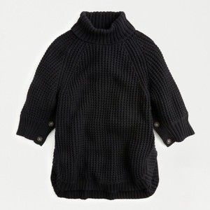 J Crew Chunky Knit Black Turtleneck Poncho NWT